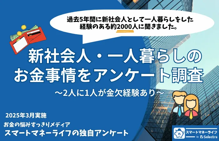 新社会人・一人暮らしの2人に1人が金欠経験あり！お金事情を先輩社会人にアンケート ～ どうやって切り抜けた？カードローンの利用は対策の第3位に【2025年3月実施 独自調査】