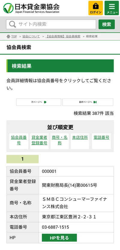 プロミス・日本貸金業協会の登録